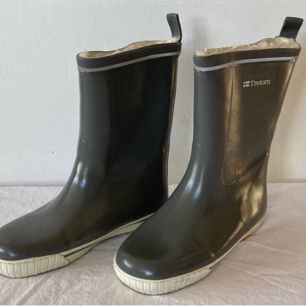 Tretorn Gray Fleece Lined Rain Boots